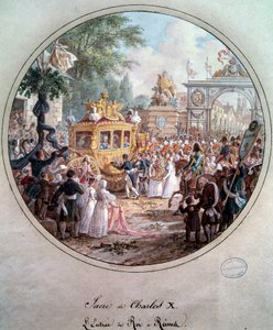 Ingresso del re Carlo X a Reims, maggio 1825. Incisione di Jean Charles Develly