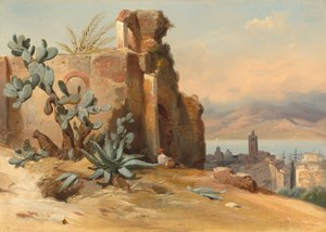 Rovine antiche vicino a Messina, Sicilia da Jean Charles Joseph Rémond