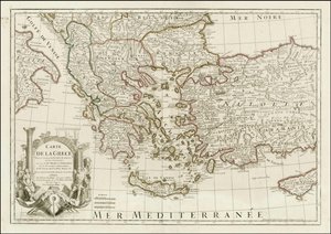 1780 map - Carte de la Grece Dressee sur un grand nombre de memoires anciens et nouveaux, Sur ceux de Mrs. Whele et Tournefort da Jean Claude Dezauche