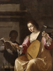 Donna che suona un liuto, 1638