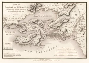 Piano della Battaglia di Salamina per il Viaggio del Giovane Anacarsi (Piano della Battaglia di Salamina 480 a.C.) di Jean Denis Barbie du Bocage (1760-1825) dal Voyage du jeune Anacharsis en Grèce da Jean Denis Barbie du Bocage