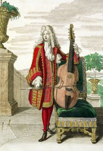 Gentiluomo che suona il violoncello, pubblicato c.1688-90 da Jean Dieu de Saint Jean