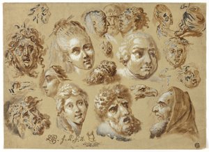 Schizzi di teste da Jean Démosthène Dugourc