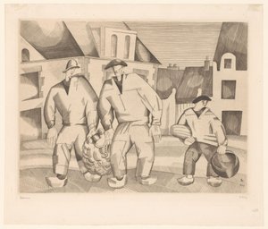 Tre marinai in una strada da Jean Emile Laboureur (signed by artist)