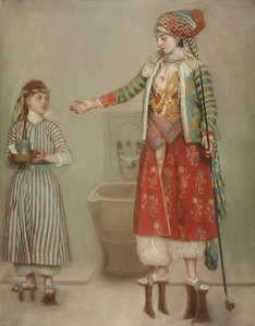 Una signora in costume turco con il suo servitore all
