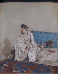Una donna pensierosa su un divano da Jean Étienne Liotard