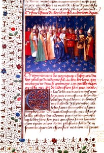 Incoronazione del re francese Filippo II Augusto nel 1179, 1455-60 circa (miniatura) da Jean Fouquet