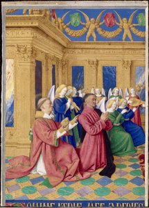 Étienne Chevalier e il suo patrono Saint Étienne, miniatura dalle Ore di Étienne Chevalier