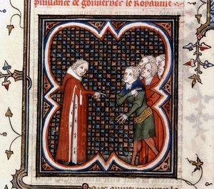 Etienne Marcel, prevosto dei mercanti di Parigi, raccontato da Re Giovanni II il Buono di Francia di rispettare la 