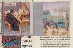 Ms.fr.273 fol.7 Livio (59 a.C.-17 d.C.) che scrive e la fondazione di Roma, da 