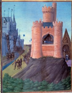 Assedio di Avignone (1226). Morte di Luigi VIII. Incoronazione di San Luigi (Luigi IX). Miniatura nelle “Grandes Chroniques de France” (251v) di Jean Fouquet