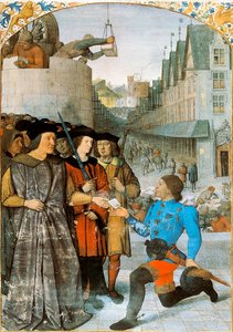 Visconte di Rochechouart che riceve un messaggero reale. Miniatura di Jean Fouquet da 