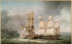 Combattimento tra la corvetta francese La Bayonnaise da Jean Francois Hue
