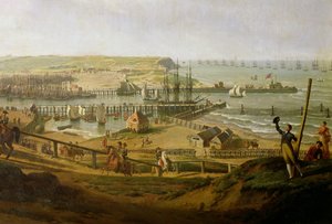 Napoleone visita il campo di Boulogne nel luglio 1804, (dettaglio) del porto, 1806 da Jean Francois Hue