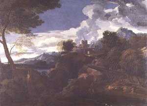 Paesaggio con città in fiamme