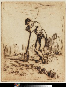 Uomo appoggiato alla sua vanga da Jean Francois I Millet