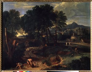 Paesaggio con gregge di pecore sulla strada