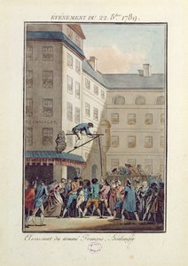Eventi del 22 ottobre 1789: impiccagione di un uomo di nome François, un fornaio da Jean Francois Janinet