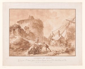 Paesaggio con rovine e una nave nei dintorni di Genova da Jean Francois Janinet
