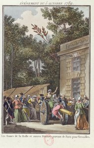 Le donne di Les Halles in marcia verso Versailles, 5 ottobre 1789 da Jean Francois Janinet
