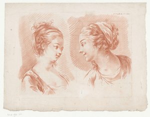 Due teste di donne (6.e Feuille du 8.e Cahier) da Jean Francois Janinet