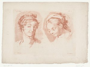 Due teste di donna (serie Composizioni con parti del corpo umano) (IXe Cahier de Principes du Dessin d