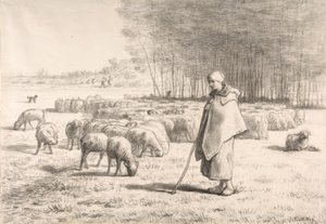 Una pastorella con il suo gregge da Jean Francois Millet