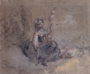 Una Giovane Pastorella che Filatura