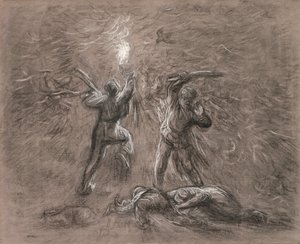 Caccia agli uccelli con la torcia da Jean Francois Millet