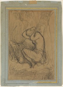 Giovane donna che si raccoglie i capelli lunghi dopo il bagno da Jean Francois Millet