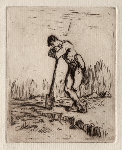 Uomo appoggiato a una vanga da Jean Francois Millet