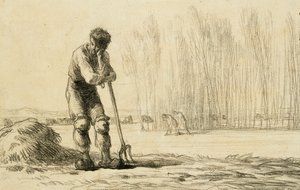 Contadino appoggiato a un forcone da Jean Francois Millet