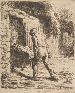 Contadino che spinge una carriola da Jean Francois Millet