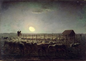 Il recinto delle pecore, al chiaro di luna da Jean Francois Millet