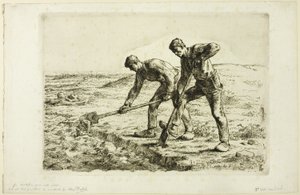 Due uomini che scavano da Jean Francois Millet