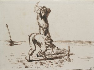 Due Contadini che Scavano con Picconi, c. 1844-1846 da Jean Francois Millet