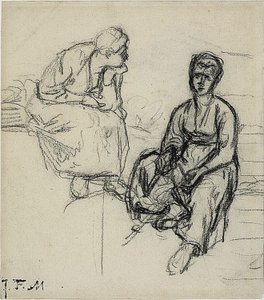 Due Studi di una Contadina Seduta (recto); Studio di una Giovane Ragazza con Cappello (verso)