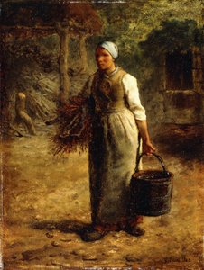 Donna che trasporta legna da ardere e un secchio da Jean Francois Millet
