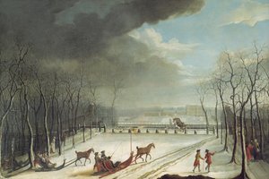 Il Principe di Condé a caccia in una slitta nel 1767
