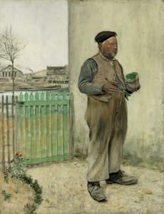 Uomo che ha appena dipinto la sua recinzione da Jean Francois Raffaelli