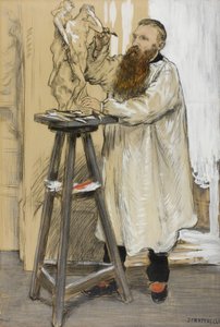 Ritratto dello scultore Auguste Rodin nel suo studio, c.1889 da Jean Francois Raffaelli