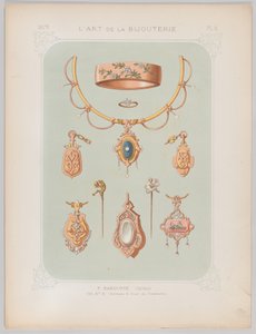Design di Gioielli in Oro e Oro Rosa, 1879 da Jean François Barousse