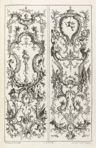 Due pannelli con disegni grotteschi da Jean François Cuvilliés