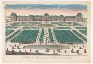 Veduta del Jardin des Tuileries a Parigi in direzione del Palais du Louvre da Jean François Daumont