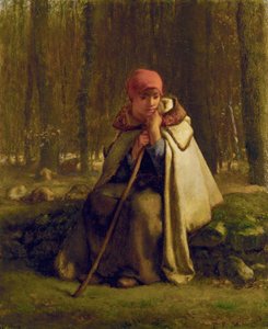 Francese:  Bergère assise Pastora seduta da Jean Francois Millet