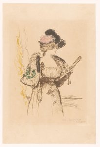 Dama con ventaglio da Jean François Raffaëlli (signed by artist)