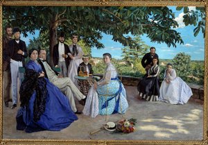 Riunione di famiglia: ritratto di una famiglia borghese francese riunita in un giardino da Jean Frederic Bazille