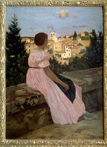 Vestito rosa o Vista di Castelnau le Lez da Jean Frederic Bazille