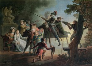 Don Chisciotte e Sancho Panza su un Cavallo di Legno