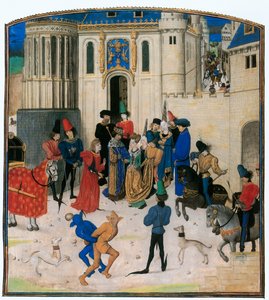 Fuori dalla Porta St. Denis, il re Carlo VI di Francia saluta la regina Isabella di Baviera ...